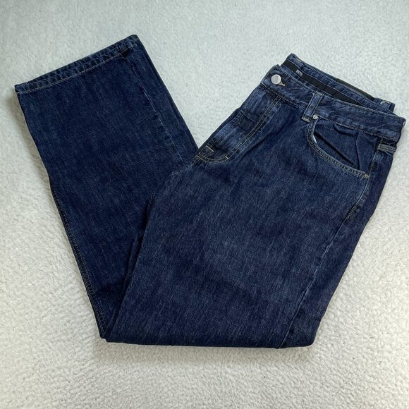 Boss Hugo Boss Mens Baggy Fit 38x31 Straight Leg Mid Rise Denim Blue Jeans